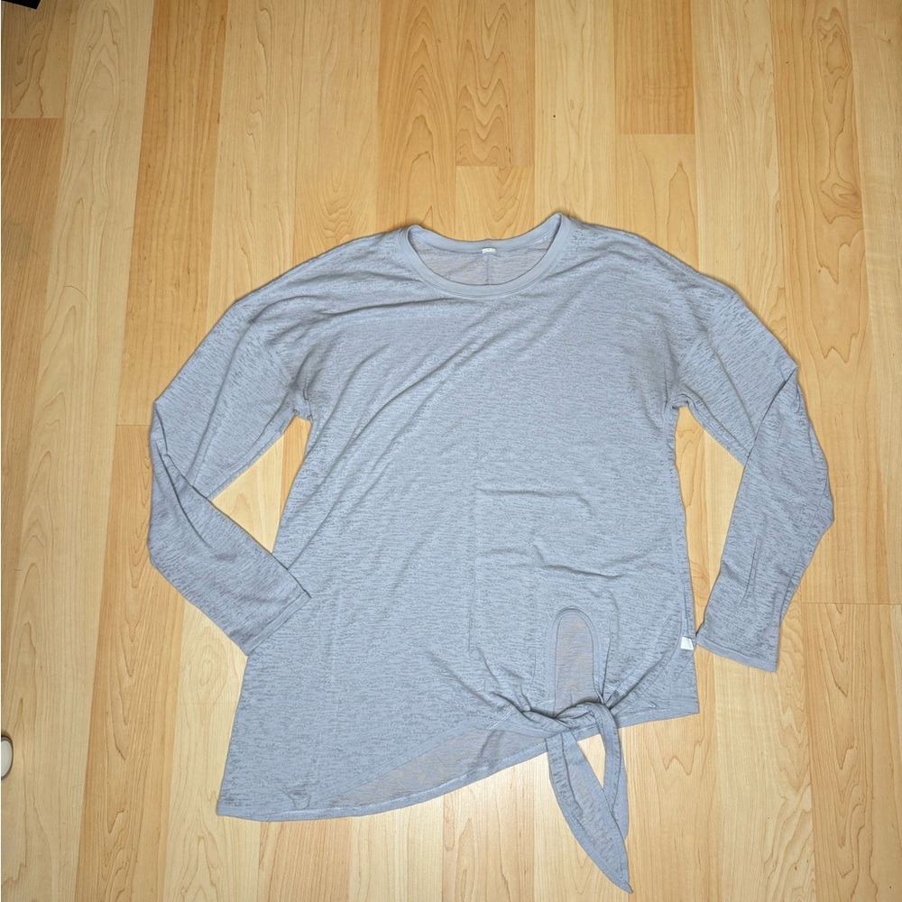 Gray Long Sleeve Tie-Front Top Lululemon
